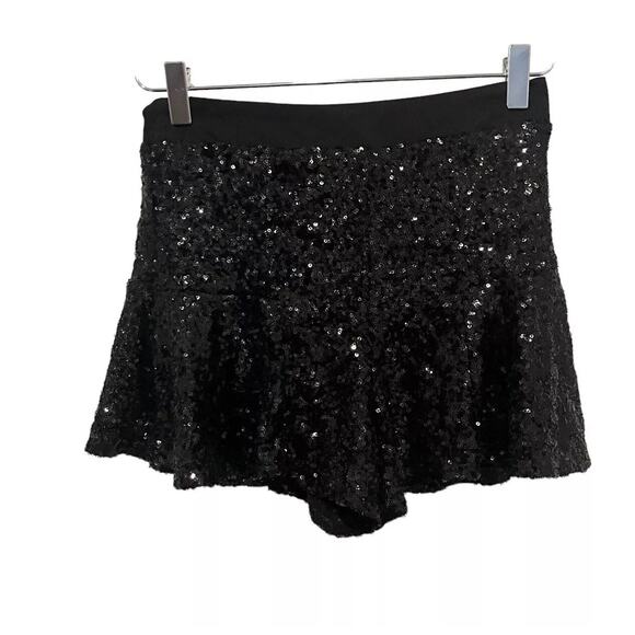 Sexy Black Sequin Covered Shorts Small Lined Hotpants Datenight Glam Hollywood - Picture 1 of 12